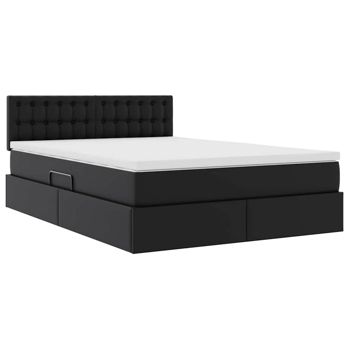 Pat cu lumini cu bandă LED cu headboard Negru 140 x 190 cm PVC - WALTI WALTI