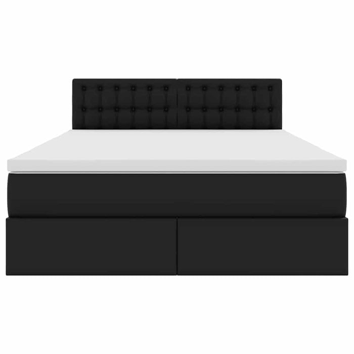 Pat cu lumini cu bandă LED cu headboard Negru 140 x 190 cm PVC - WALTI WALTI
