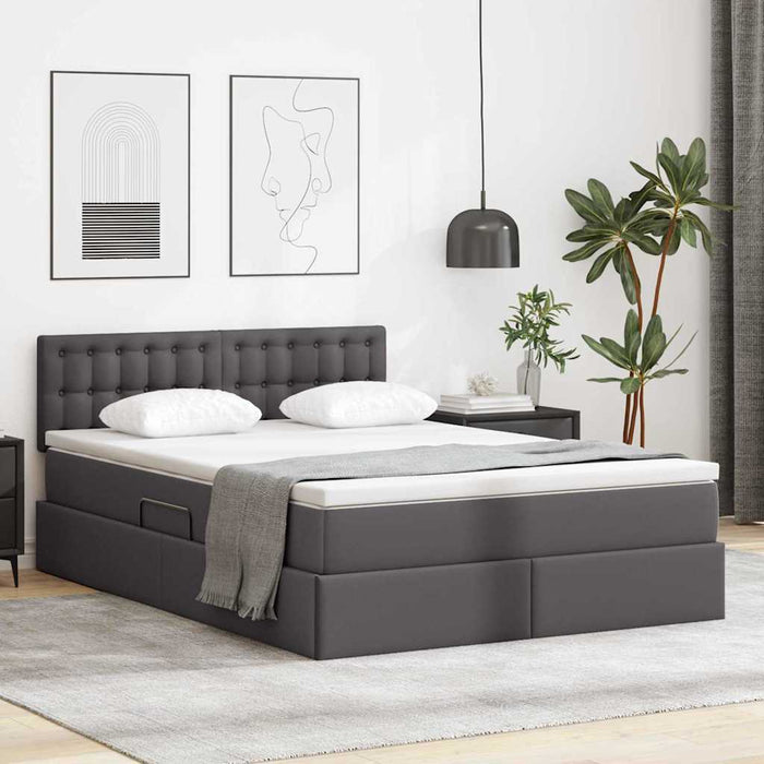 Pat cu lumini cu bandă LED cu headboard Gri 140 x 190 cm PVC - WALTI WALTI