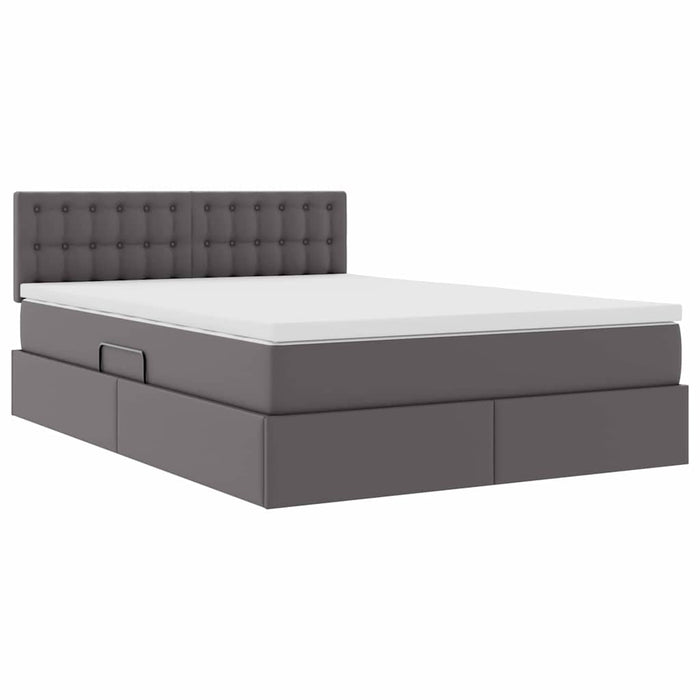 Pat cu lumini cu bandă LED cu headboard Gri 140 x 190 cm PVC - WALTI WALTI