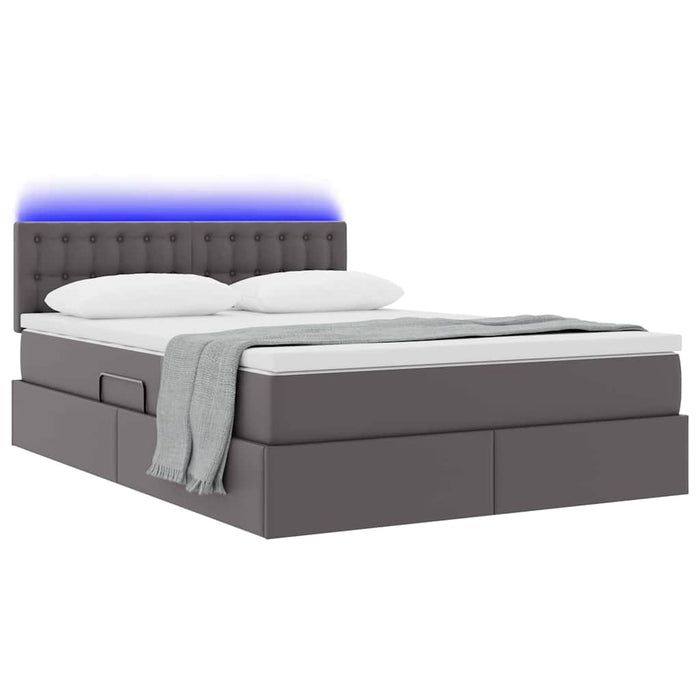 Pat cu lumini cu bandă LED cu headboard Gri 140 x 190 cm PVC - WALTI WALTI