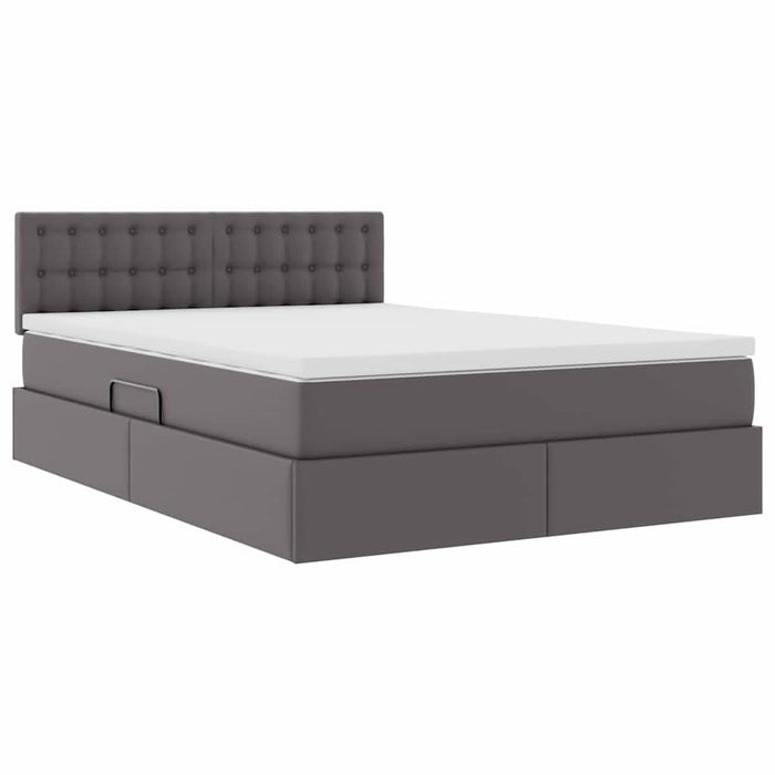 Pat cu lumini cu bandă LED cu headboard Gri 140 x 200 cm PVC - WALTI WALTI