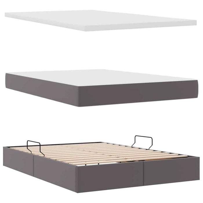 Pat cu lumini cu bandă LED cu headboard Gri 140 x 200 cm PVC - WALTI WALTI