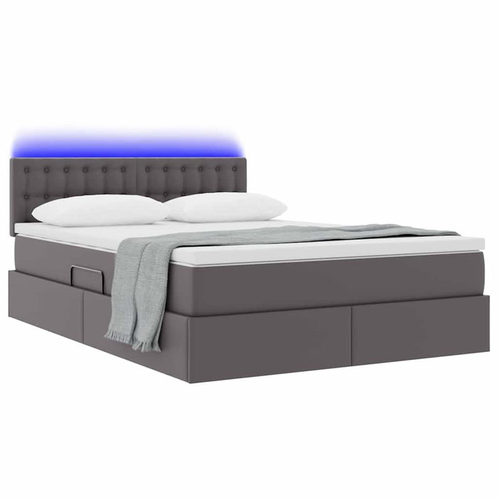 Pat cu lumini cu bandă LED cu headboard Gri 140 x 200 cm PVC - WALTI WALTI