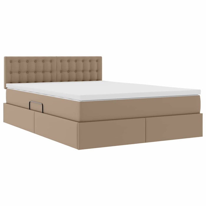Pat cu saltea și LED Cappuccino 140 x 200 cm Piele artificială - WALTI WALTI