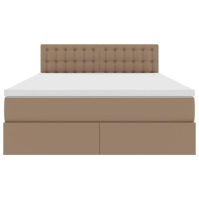 Pat cu saltea și LED Cappuccino 140 x 200 cm Piele artificială - WALTI WALTI