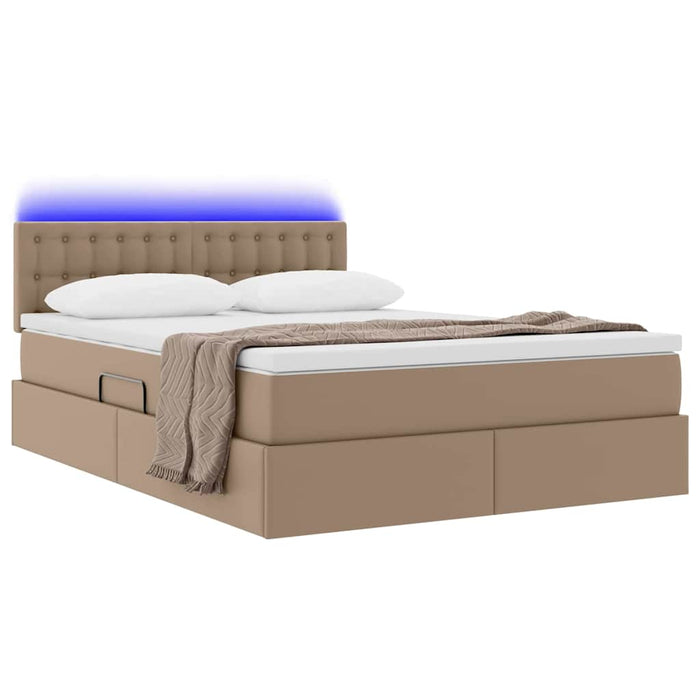 Pat cu saltea și LED Cappuccino 140 x 200 cm Piele artificială - WALTI WALTI