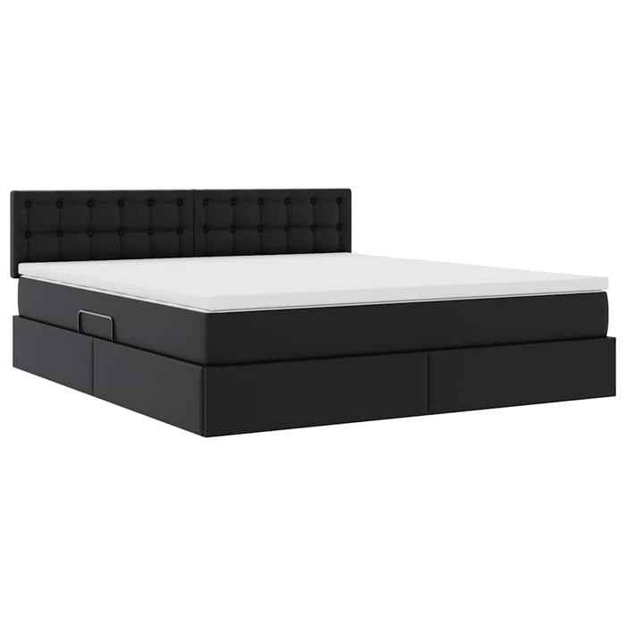 Pat cu lumini cu bandă LED cu headboard Negru 160 x 200 cm PVC - WALTI WALTI