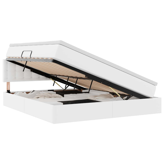 Pat cu saltea și LED Alb pur 160 x 200 cm Piele artificială - WALTI WALTI
