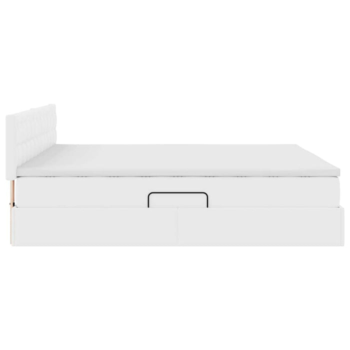 Pat cu saltea și LED Alb pur 160 x 200 cm Piele artificială - WALTI WALTI