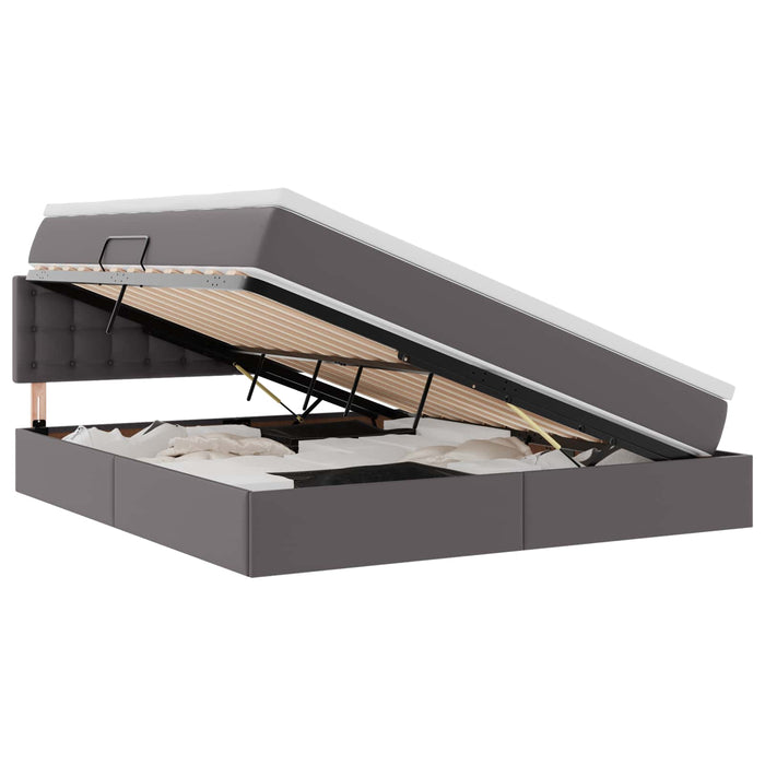 Pat cu saltea și LED cu led Gri 160 x 200 cm Piele artificială - WALTI WALTI