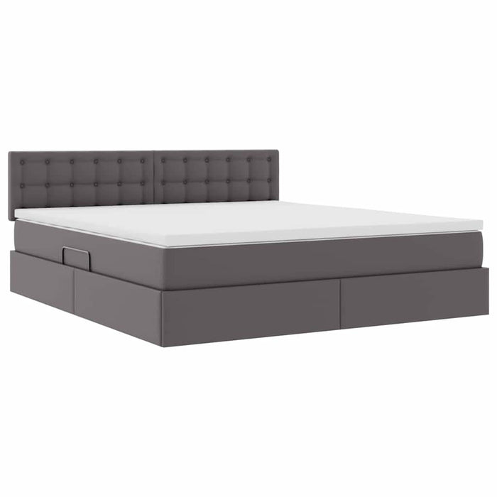Pat cu saltea și LED cu led Gri 160 x 200 cm Piele artificială - WALTI WALTI