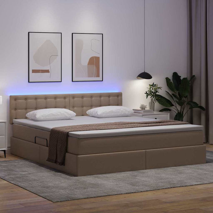 Pat cu lumini cu bandă LED Cappuccino 160 x 200 cm PVC - WALTI WALTI