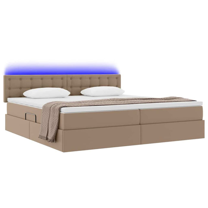 Pat cu saltea și LED Gri deschis 200 x 200 cm Piele artificială - WALTI WALTI