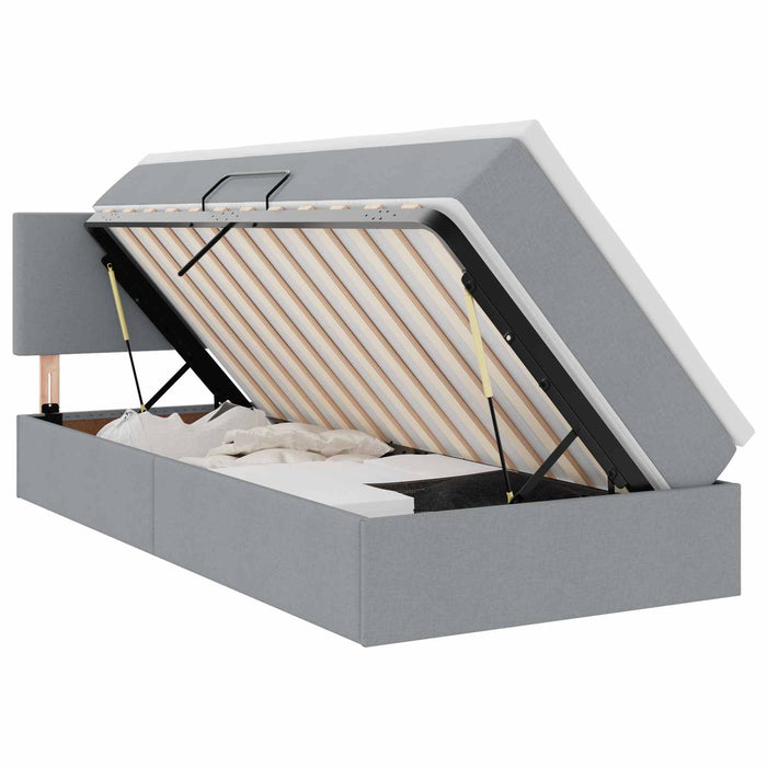 Pat cu saltea și LED cu saltea Gri deschis 90 x 190 cm țesătură - WALTI WALTI