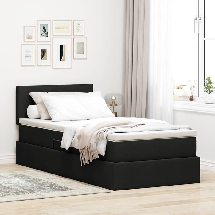 Pat cu saltea și LED cu saltea Negru 90 x 190 cm țesătură - WALTI WALTI