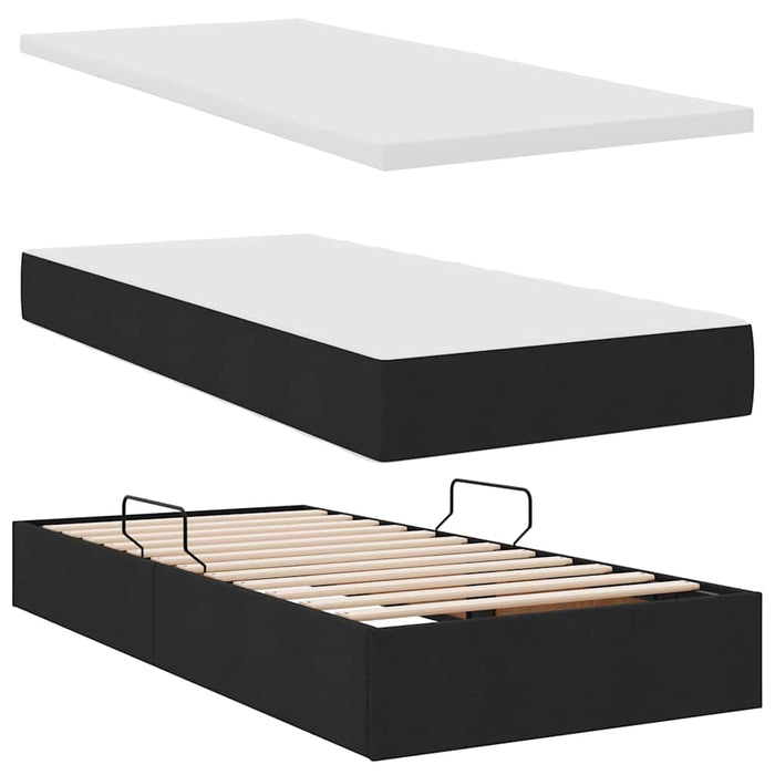 Pat cu saltea și LED cu saltea Negru 90 x 190 cm țesătură - WALTI WALTI