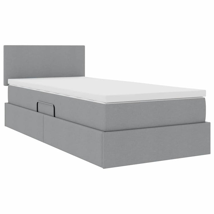 Pat cu saltea și LED cu led Gri deschis 100 x 200 cm țesătură - WALTI WALTI