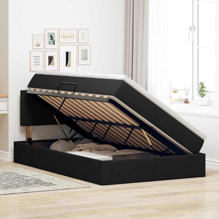 Pat cu saltea și LED cu saltea Negru 120 x 190 cm Poliester - WALTI WALTI