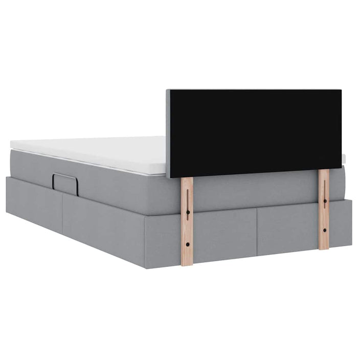 Pat cu lumini cu bandă LED Gri deschis 120 x 200 cm țesătură - WALTI WALTI