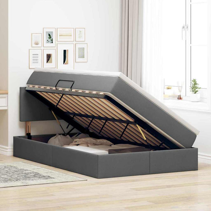 Pat cu lumini cu bandă LED Gri închis 120 x 200 cm țesătură - WALTI WALTI
