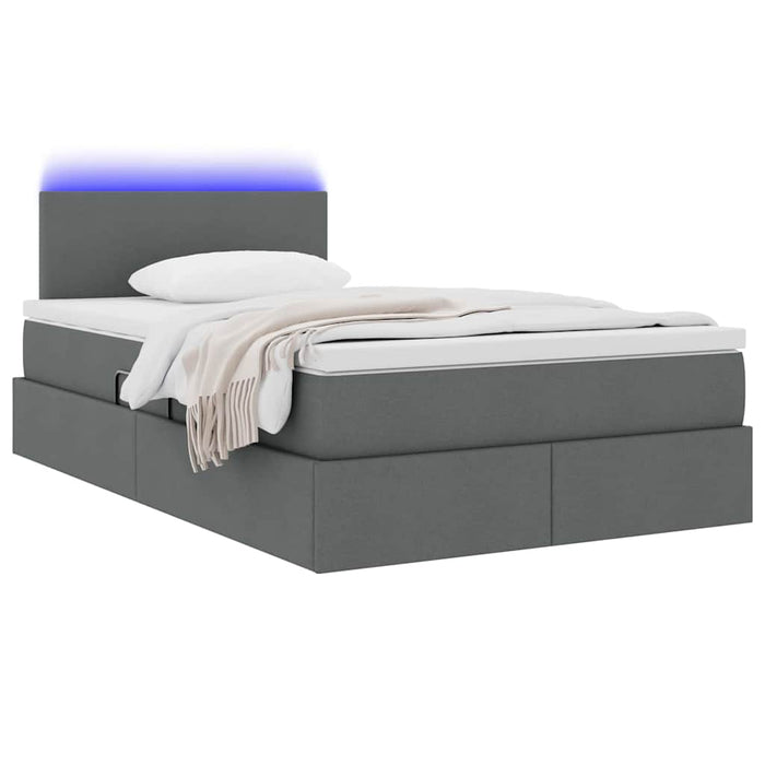 Pat cu lumini cu bandă LED Gri închis 120 x 200 cm țesătură - WALTI WALTI