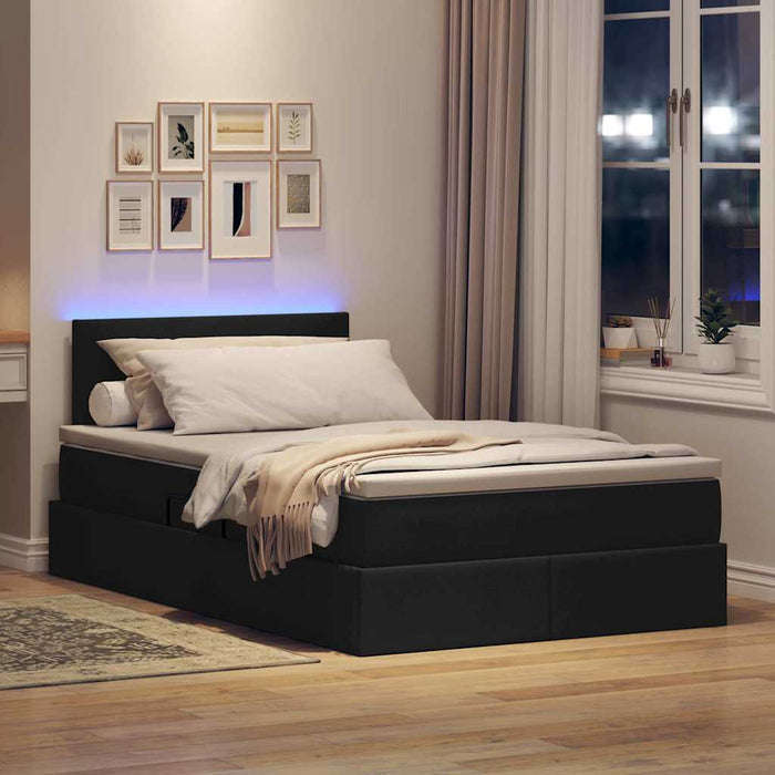 Pat cu lumini cu bandă LED Negru 120 x 200 cm țesătură - WALTI WALTI