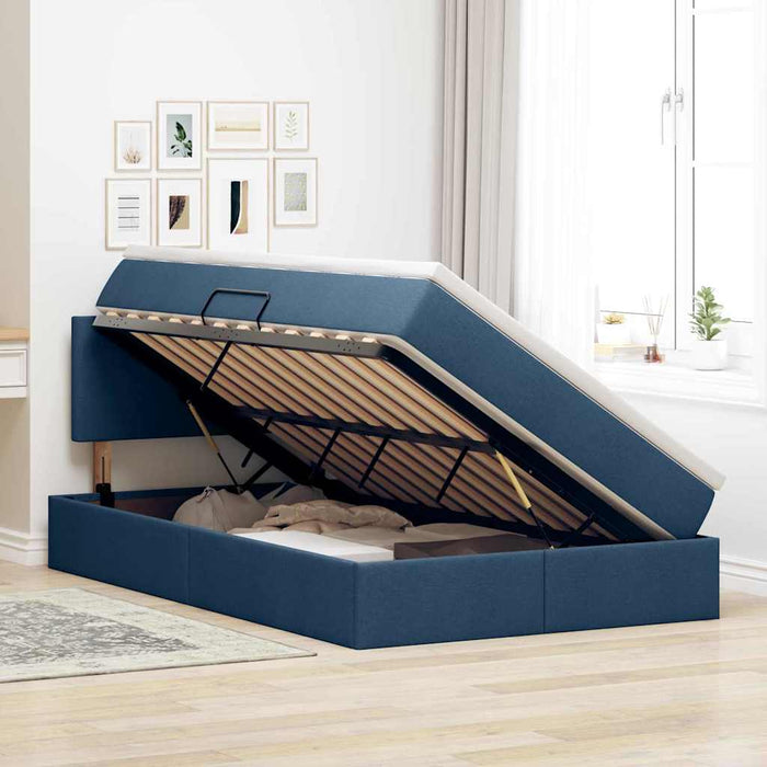 Pat cu lumini cu bandă LED albastru 120 x 200 cm țesătură - WALTI WALTI