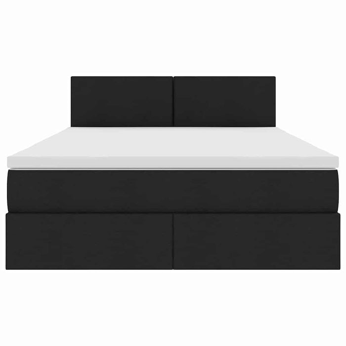 Pat cu lumini cu bandă LED Negru 140 x 190 cm țesătură - WALTI WALTI