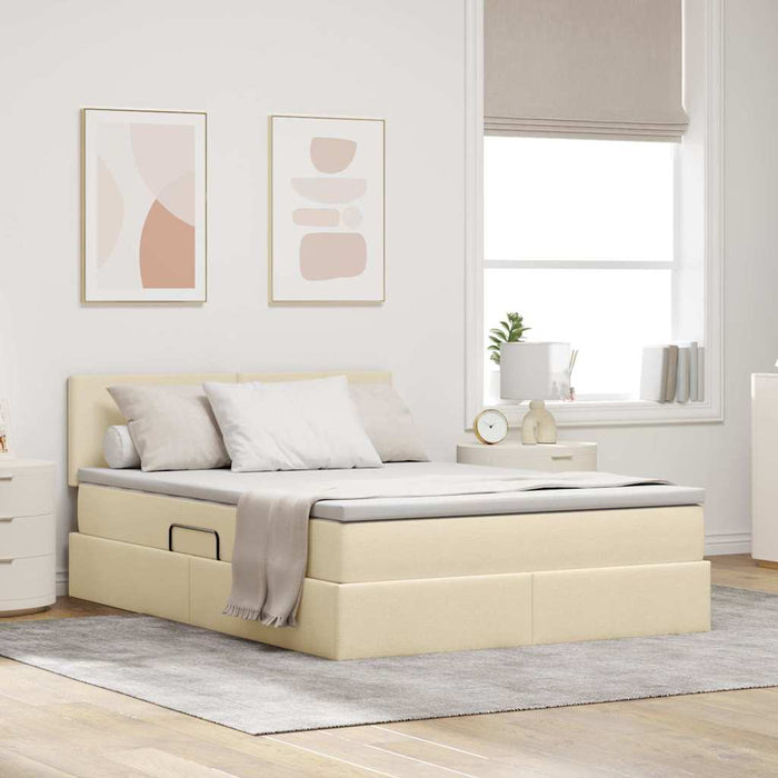 Pat cu saltea și LED cu saltea Creme 140 x 190 cm țesătură - WALTI WALTI