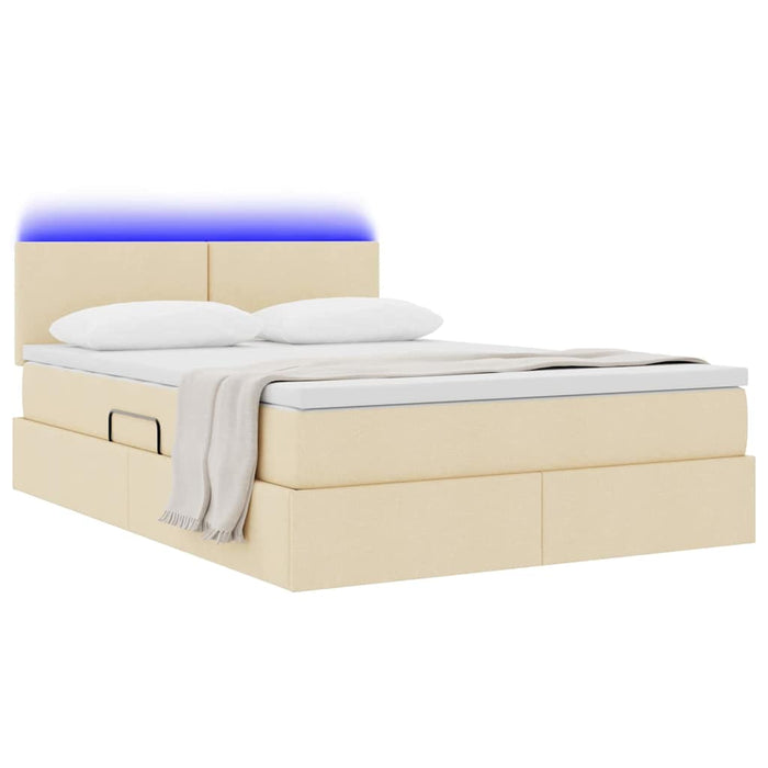 Pat cu saltea și LED cu saltea Creme 140 x 190 cm țesătură - WALTI WALTI