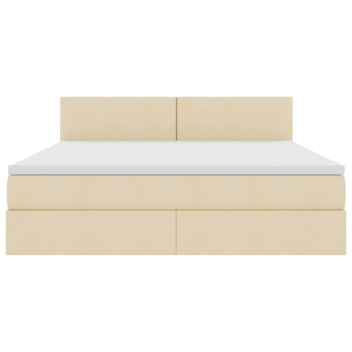 Pat cu lumini cu bandă LED Creme 160 x 200 cm țesătură - WALTI WALTI