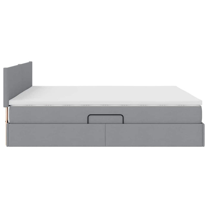 Pat cu lumini cu bandă LED Gri deschis 180 x 200 cm țesătură - WALTI WALTI