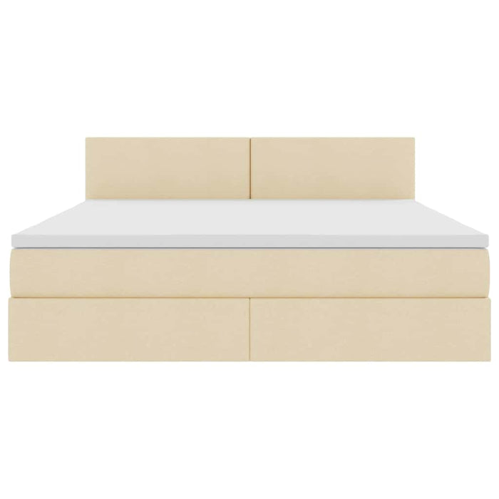 Pat cu lumini cu bandă LED Creme 180 x 200 cm țesătură - WALTI WALTI