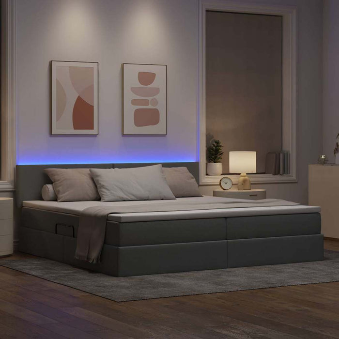 Pat cu lumini cu bandă LED Gri deschis 200 x 200 cm țesătură - WALTI WALTI