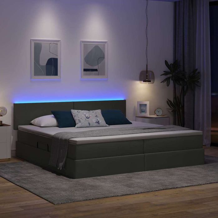 Pat cu lumini cu bandă LED Gri închis 200 x 200 cm țesătură - WALTI WALTI