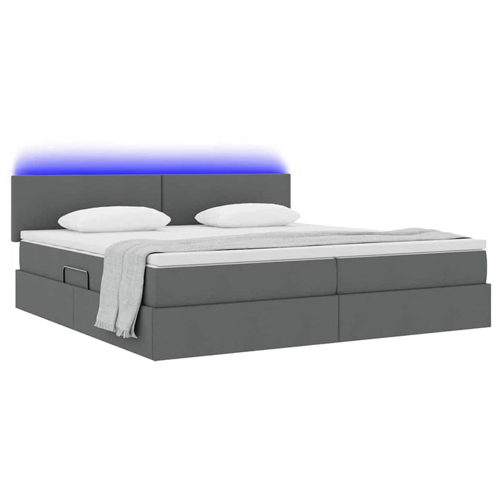 Pat cu lumini cu bandă LED Gri închis 200 x 200 cm țesătură - WALTI WALTI