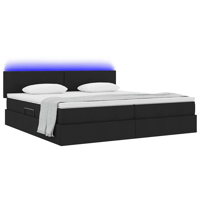 Pat cu lumini cu bandă LED Negru 200 x 200 cm țesătură - WALTI WALTI