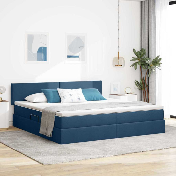 Pat cu saltea și LED cu saltea albastru 200 x 200 cm țesătură - WALTI WALTI