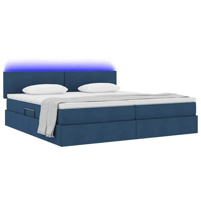 Pat cu saltea și LED cu saltea albastru 200 x 200 cm țesătură - WALTI WALTI