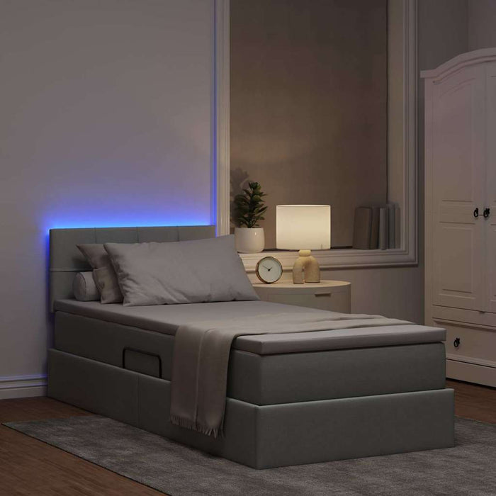 Pat cu saltea și LED cu saltea Gri deschis 90 x 200 cm țesătură - WALTI WALTI