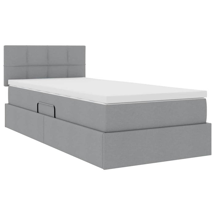 Pat cu saltea și LED cu saltea Gri deschis 90 x 200 cm țesătură - WALTI WALTI