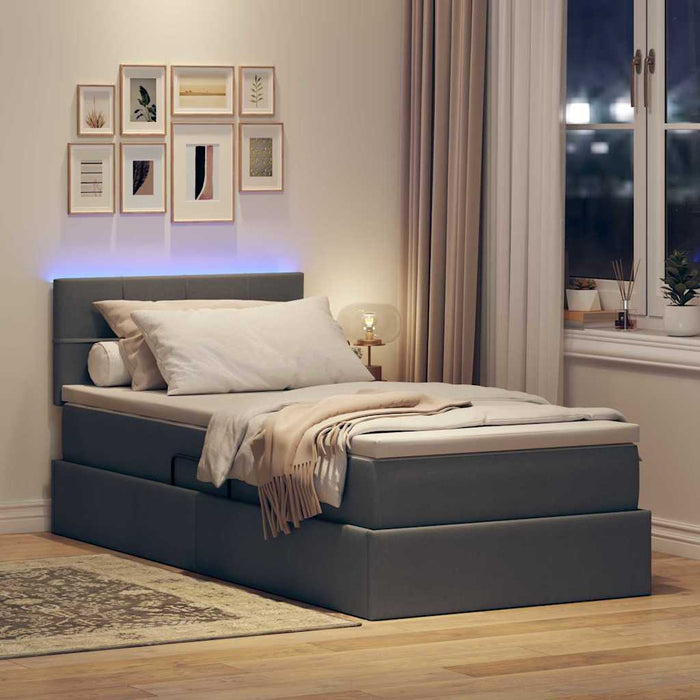Pat cu saltea și LED cu saltea Gri închis 90 x 200 cm țesătură - WALTI WALTI