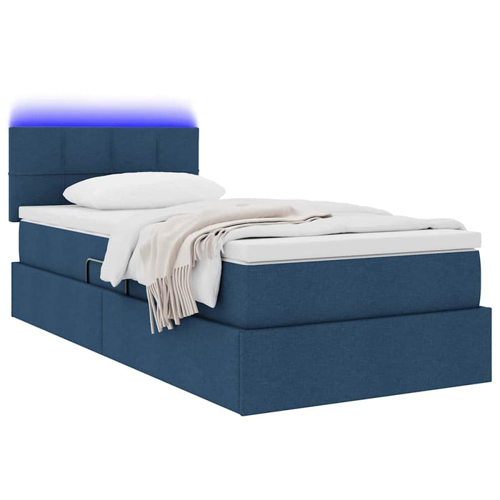 Pat cu saltea și LED cu saltea albastru 90 x 200 cm țesătură - WALTI WALTI