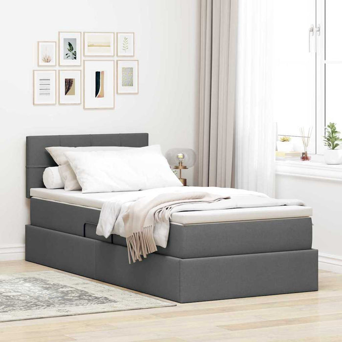 Pat cu saltea și LED cu saltea Gri închis 100 x 200 cm țesătură - WALTI WALTI