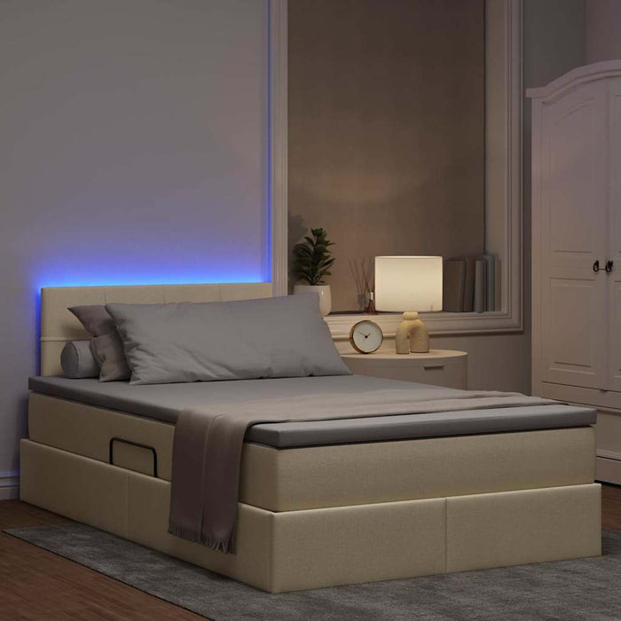 Pat cu saltea și LED cu saltea Crem 120 x 190 cm țesătură - WALTI WALTI