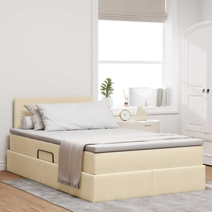 Pat cu saltea și LED cu saltea Crem 120 x 190 cm țesătură - WALTI WALTI