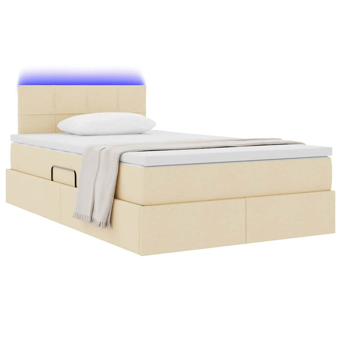 Pat cu saltea și LED cu saltea Crem 120 x 190 cm țesătură - WALTI WALTI
