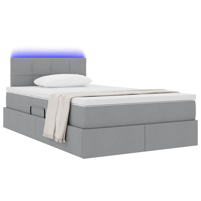 Pat cu lumini cu bandă LED Gri deschis 120 x 200 cm țesătură - WALTI WALTI