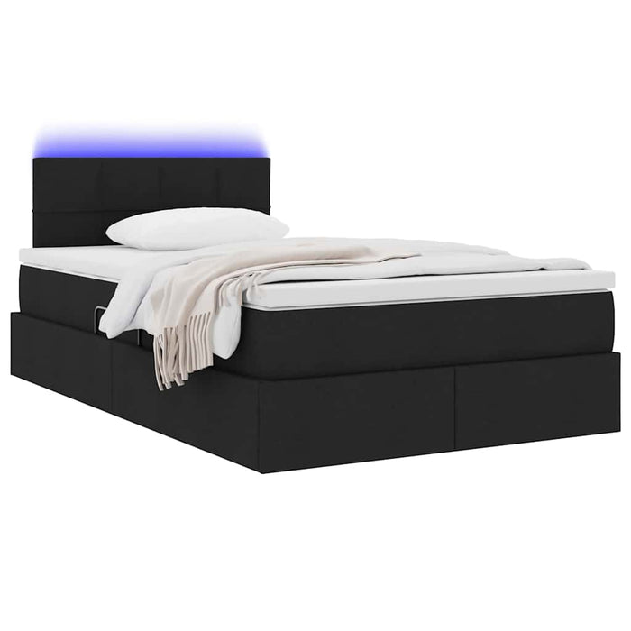 Pat cu lumini cu bandă LED Negru 120 x 200 cm țesătură - WALTI WALTI